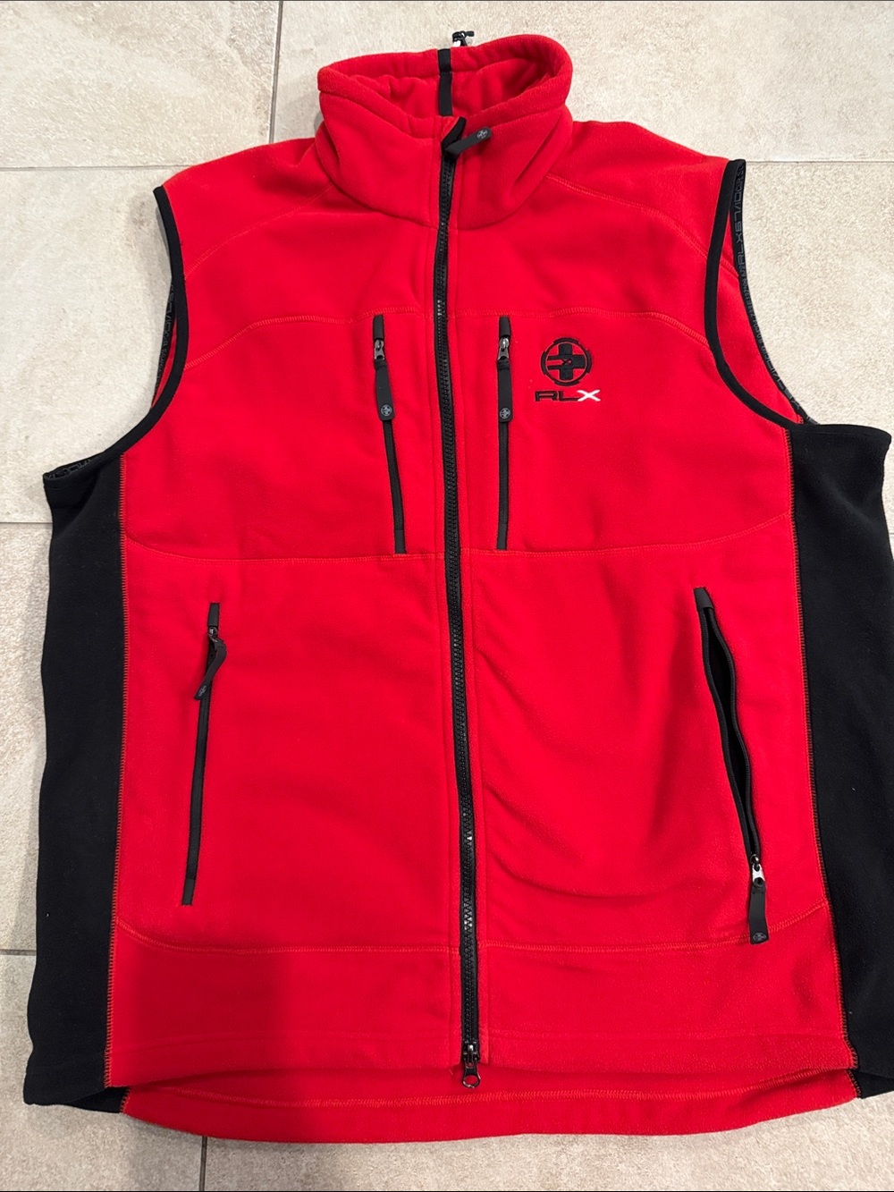 RLX Ralph Lauren Red and Black Fleece Vest